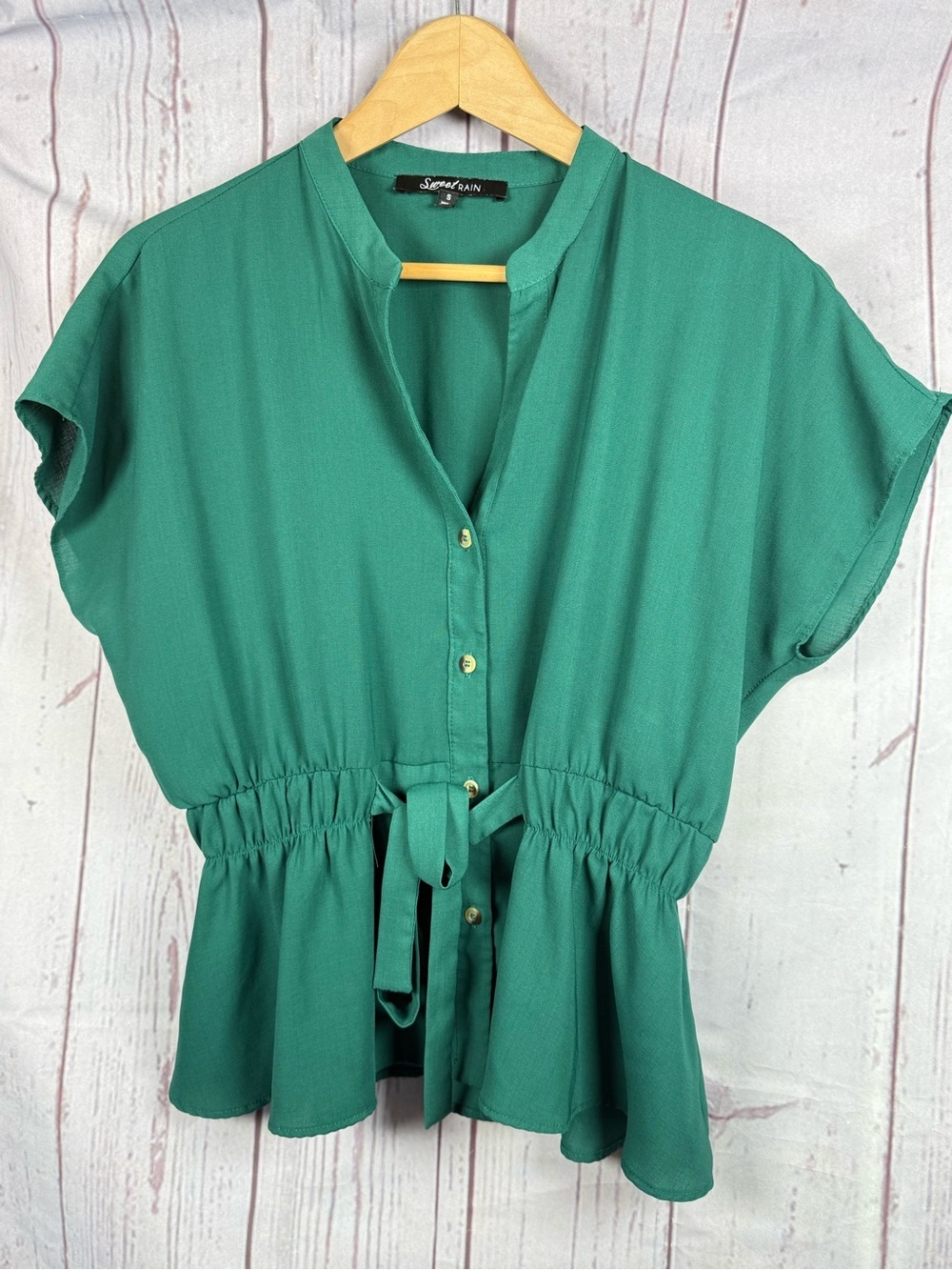 Women’s Top Blouse cap sleeve size S tie waist